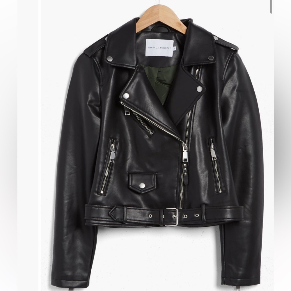 Rebecca Minkoff Faux Leather Crop Moto Jacket